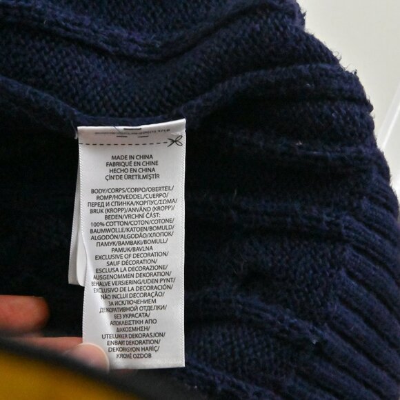 Polo Ralph Lauren Chunky Cable Knit Warm 1/4 Zip Mock Neck Sweater Navy Blue 2XB - Picture 11 of 16